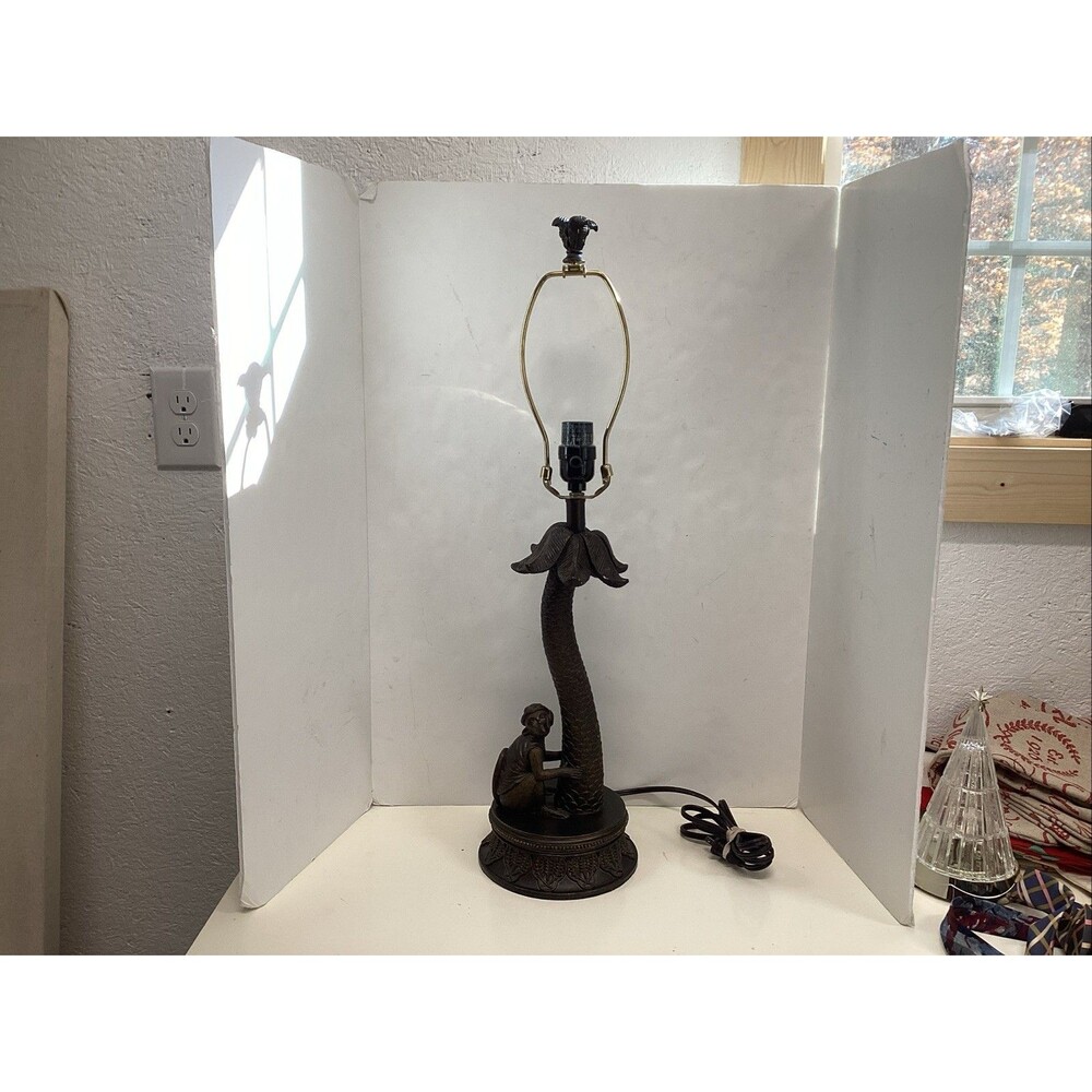 vintage monkey palm tree table lamp 26  1/2”